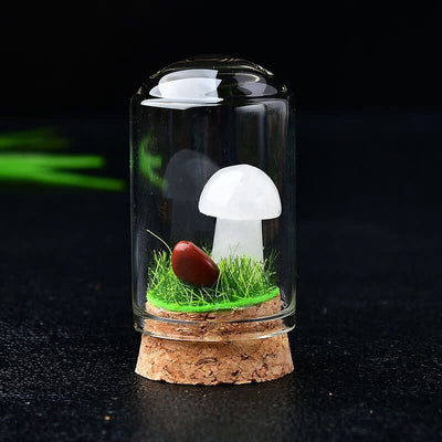 Olivenorma Glass Cover Crystal Mushroom Carving Gemstone Decoration