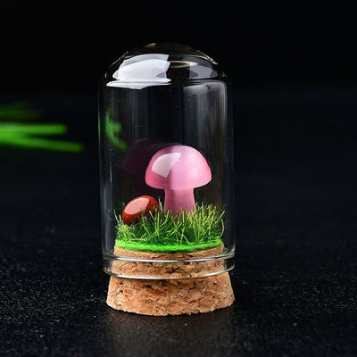 Olivenorma Glass Cover Crystal Mushroom Carving Gemstone Decoration