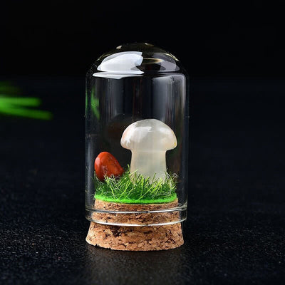 Olivenorma Glass Cover Crystal Mushroom Carving Gemstone Decoration