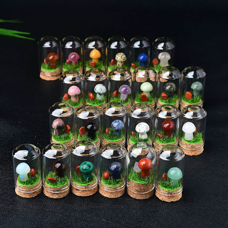 Olivenorma Glass Cover Crystal Mushroom Carving Gemstone Decoration - image 42