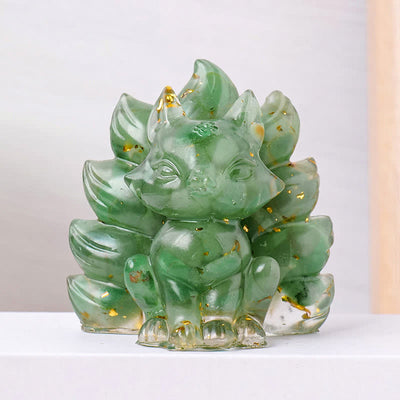 Olivenorma Crystal Resin Nine-Tailed Fox Carving Gemstone Decoration