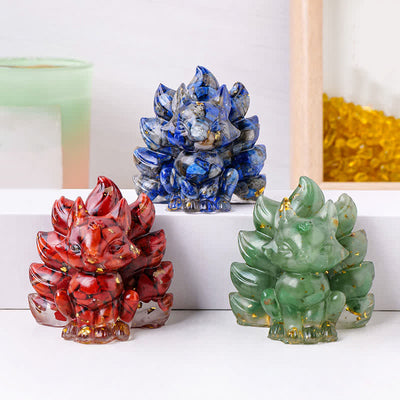 Olivenorma Crystal Resin Nine-Tailed Fox Carving Gemstone Decoration