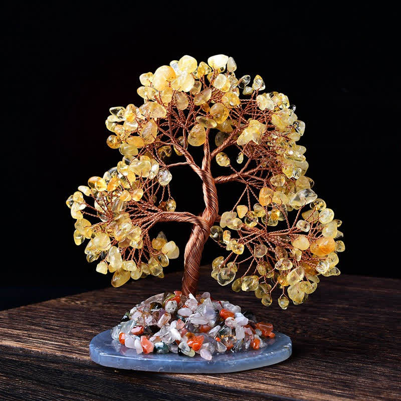 Olivenorma Colored Agate Gravel Base Feng Shui Tree