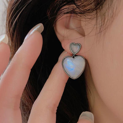 Olivenorma Moonstone Heart Shaped Dangle Earrings