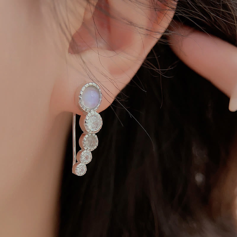 Olivenorma Round Moonstone White Zircon Gemstone Earrings