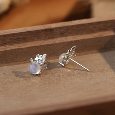 Olivenorma Natural Moonstone Butterfly Shaped Stud Post Earrings