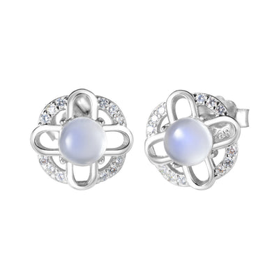 Olivenorma Moonstone Cross 925 Silver Stud Post Earrings