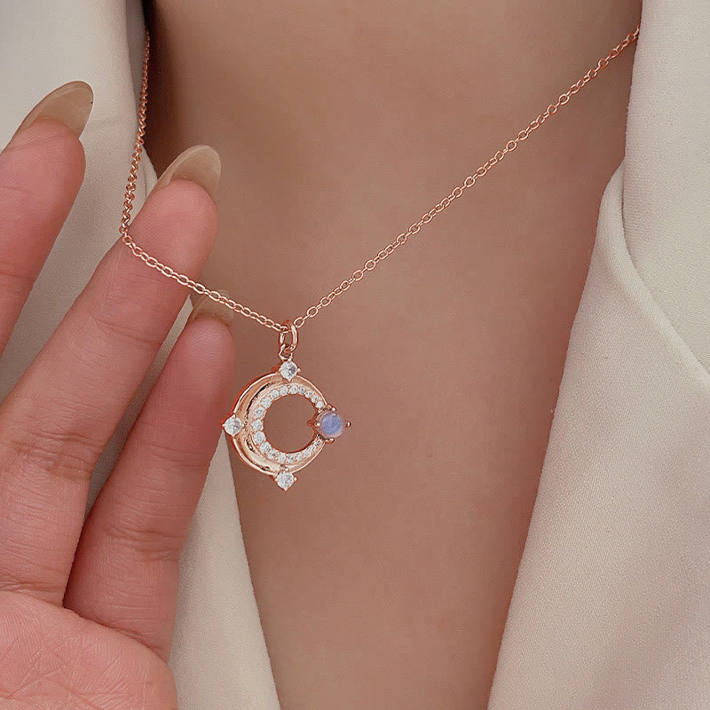 Olivenorma Crescent Moon Charm Natural Moonstone Necklace