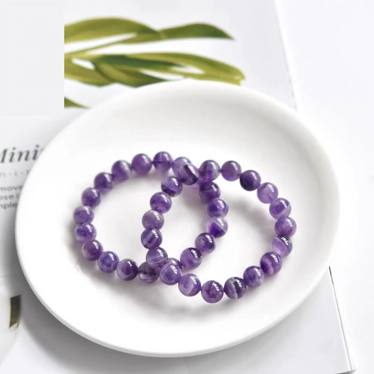 Olivenorma Natural Amethyst Healing Round Beaded Bracelet