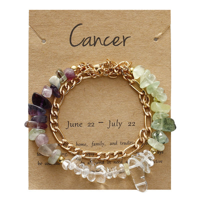 Olivenorma Natural Gravel Beads Metal Chain Zodiac Bracelet - Cancer - image 4
