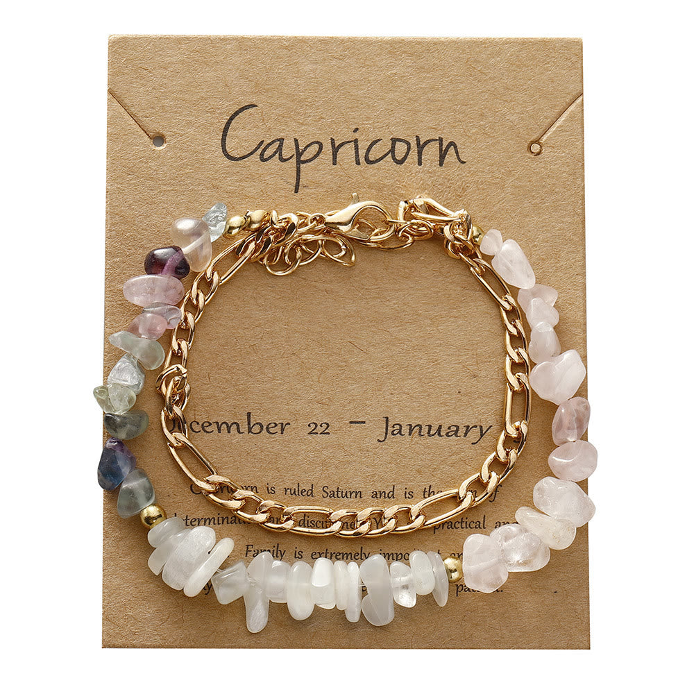 Olivenorma Natural Gravel Beads Metal Chain Zodiac Bracelet - Capricorn - image 10