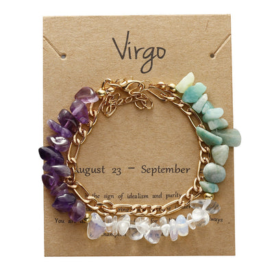 Olivenorma Natural Gravel Beads Metal Chain Zodiac Bracelet - Virgo - image 6