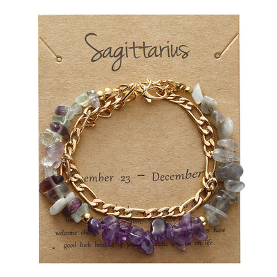 Olivenorma Natural Gravel Beads Metal Chain Zodiac Bracelet - Sagittarius - image 9