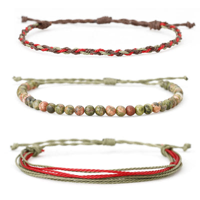 Olivenorma Natural Beads Cotton Rope Braided Bracelet