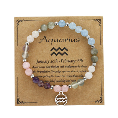 Olivenorma Natural Stone Beaded Zodiac Pendant Bracelet