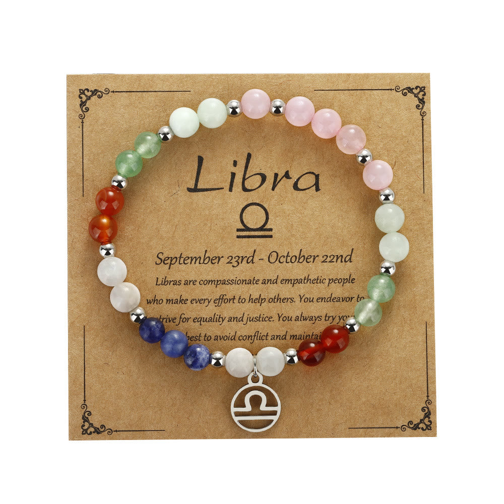 Olivenorma Natural Stone Beaded Zodiac Pendant Bracelet