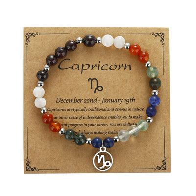 Olivenorma Natural Stone Beaded Zodiac Pendant Bracelet