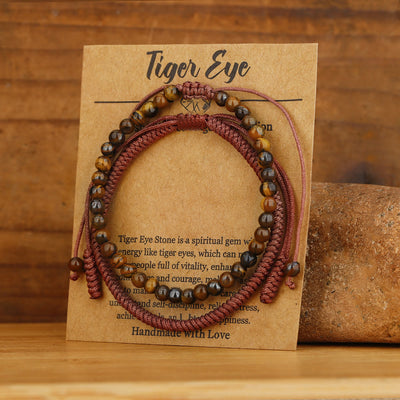 Olivenorma Natural Tiger Eye Beads Braided Bracelet