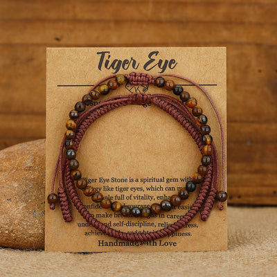 Olivenorma Natural Tiger Eye Beads Braided Bracelet