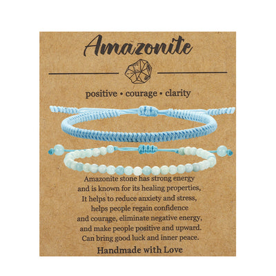 Olivenorma Natural Amazonite Beads Braided Bracelet