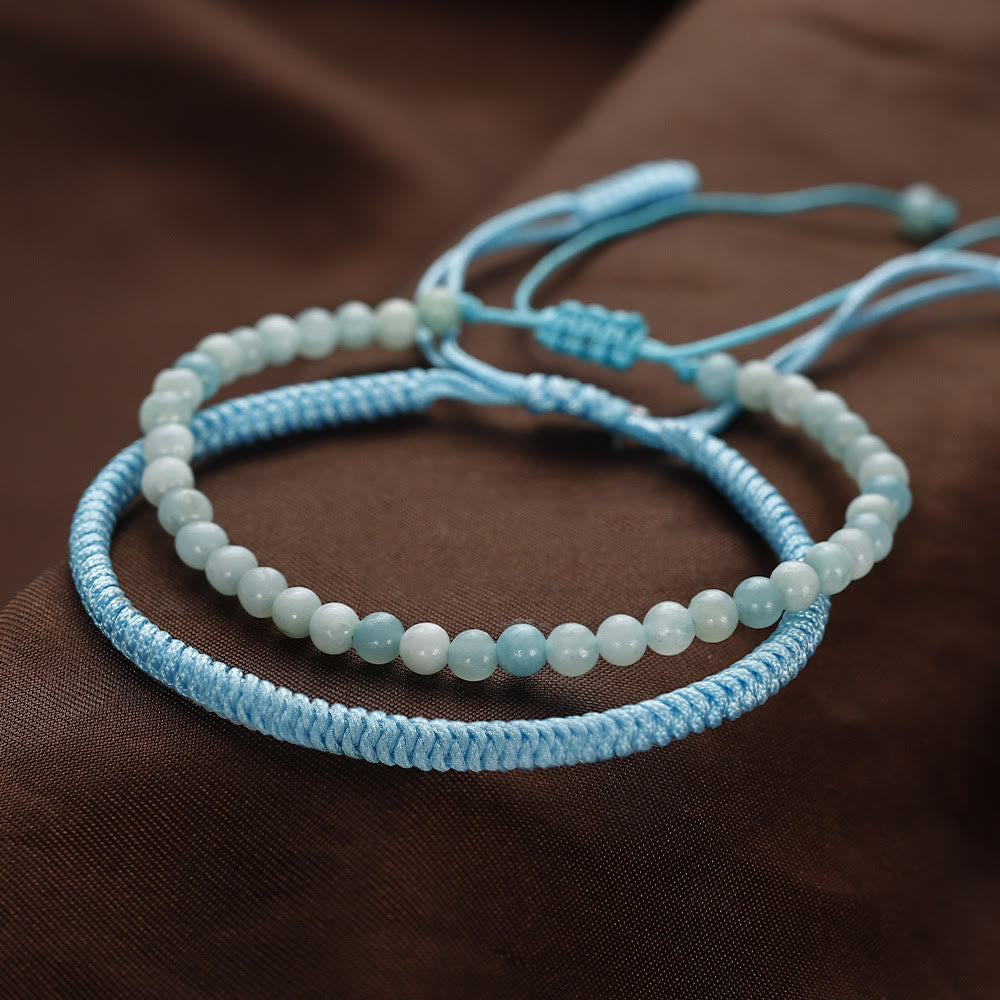 Olivenorma Natural Amazonite Beads Braided Bracelet