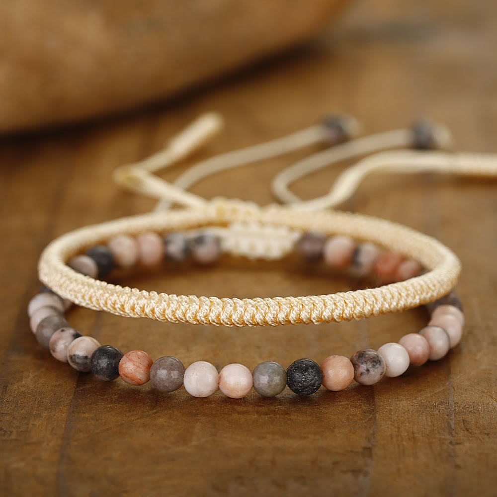 Olivenorma Natural Plum Tourmaline Beads Braided Bracelet