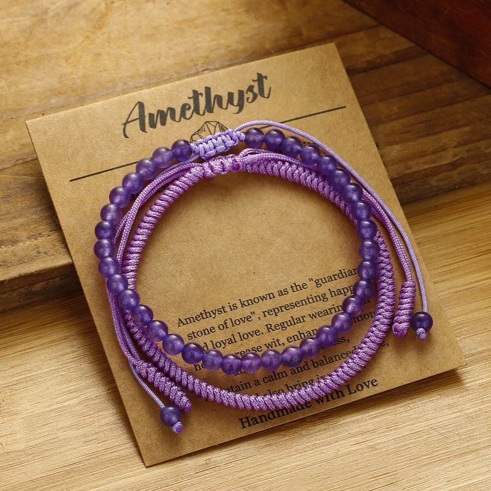 Olivenorma Natural Amethyst Beads Braided Bracelet