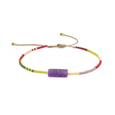 Olivenorma Natural Beads Rectangular Crystal Pendant Bracelet