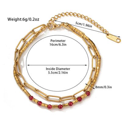 Olivenorma Natural Crystal Alloy Double-layer Bracelet