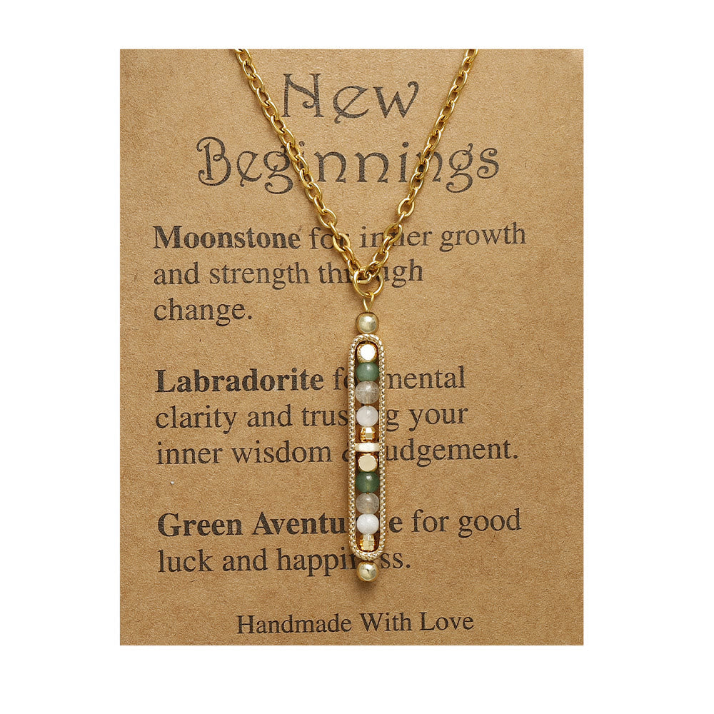 Olivenorma Functional Healing Natural Stone Pea Pendant Necklace