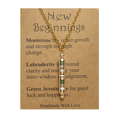 Olivenorma Functional Healing Natural Stone Pea Pendant Necklace