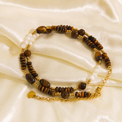 Olivenorma Obsidian Tiger Eye White Chalcedony Beaded Necklace