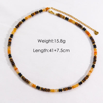 Olivenorma Obsidian Tiger Eye White Chalcedony Beaded Necklace