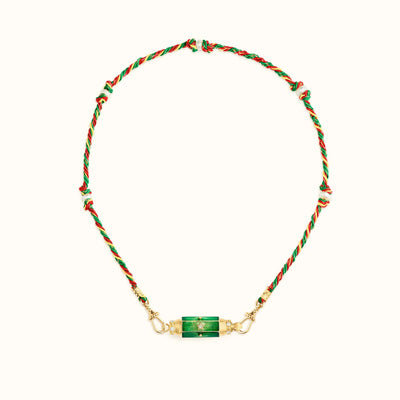 Olivenorma Braided Rope Colorful Tarot Kaleidoscope Pendant Necklace - Green Stars - image 6