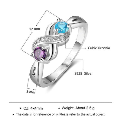 Olivenorma "Infinity"-2 Birthstones Personalized Ring