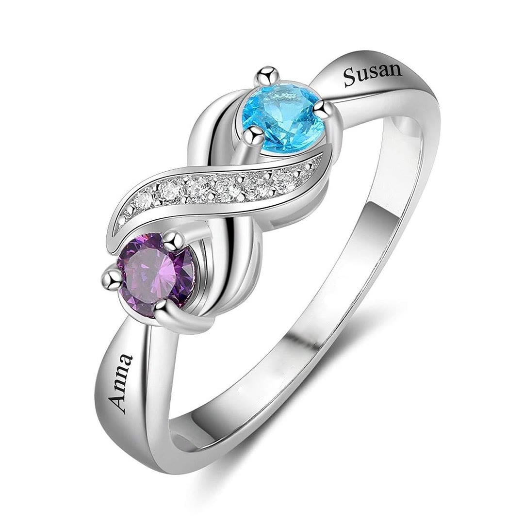 Olivenorma "Infinity"-2 Birthstones Personalized Ring