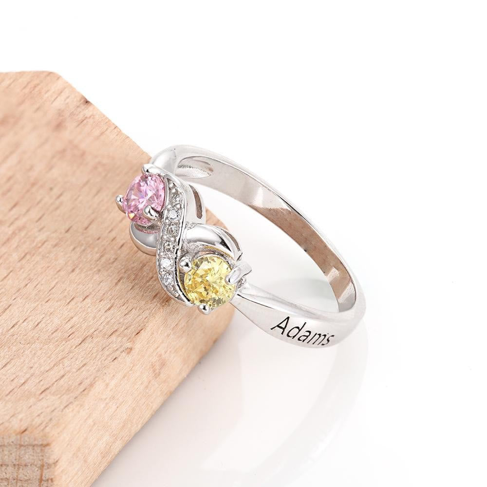 Olivenorma "Infinity"-2 Birthstones Personalized Ring