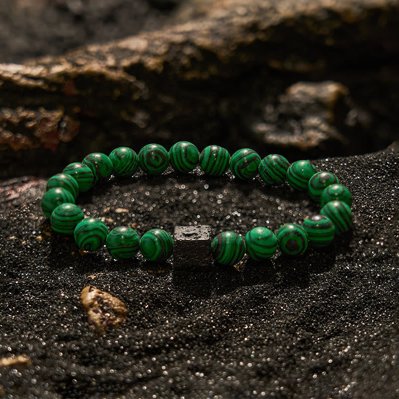 Olivenorma Lava Stone Malachite Beaded Bracelet