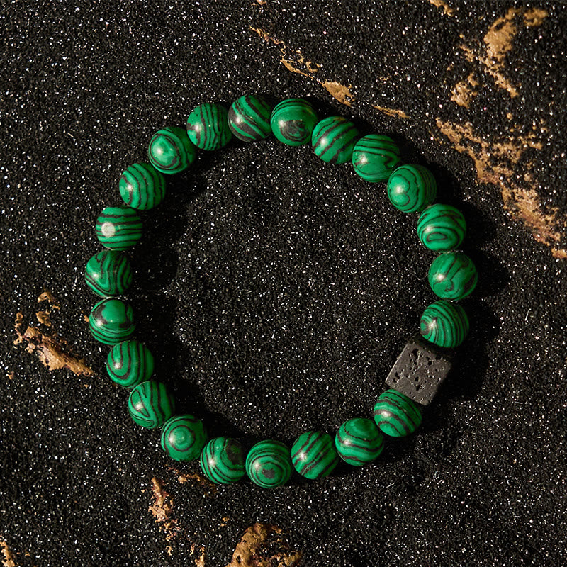 Olivenorma Lava Stone Malachite Beaded Bracelet