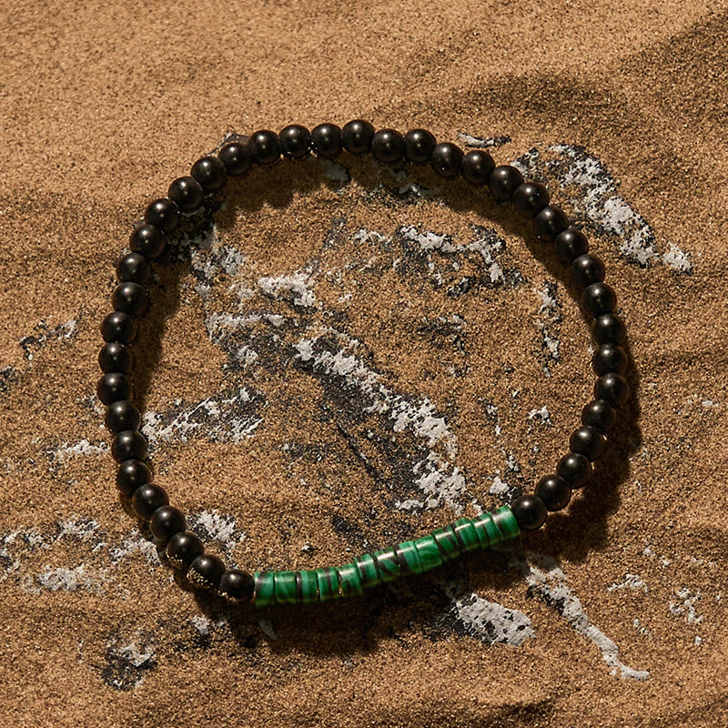 Olivenorma Roller Bead Obsidian Malachite Beaded Bracelet