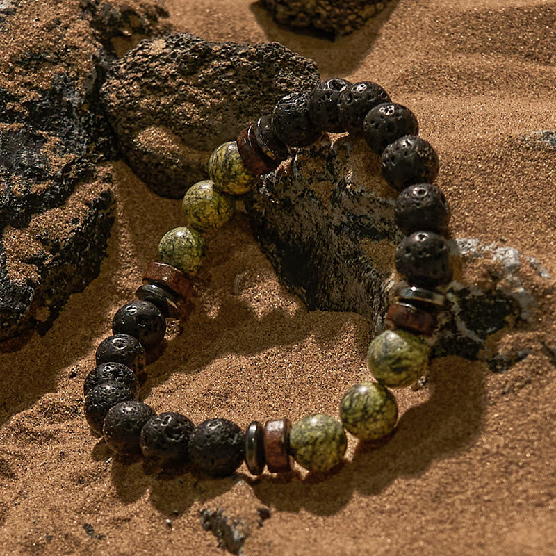 Olivenorma Natural Serpentine Lava Stone Beaded Bracelet