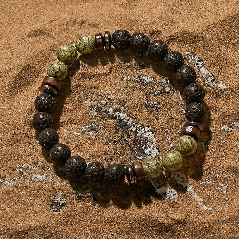 Olivenorma Natural Serpentine Lava Stone Beaded Bracelet