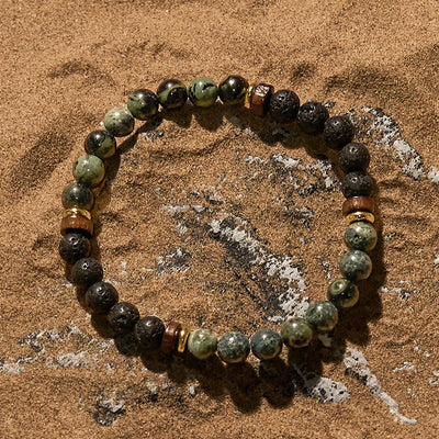 Olivenorma Lava Stone African Turquoise Beaded Bracelet