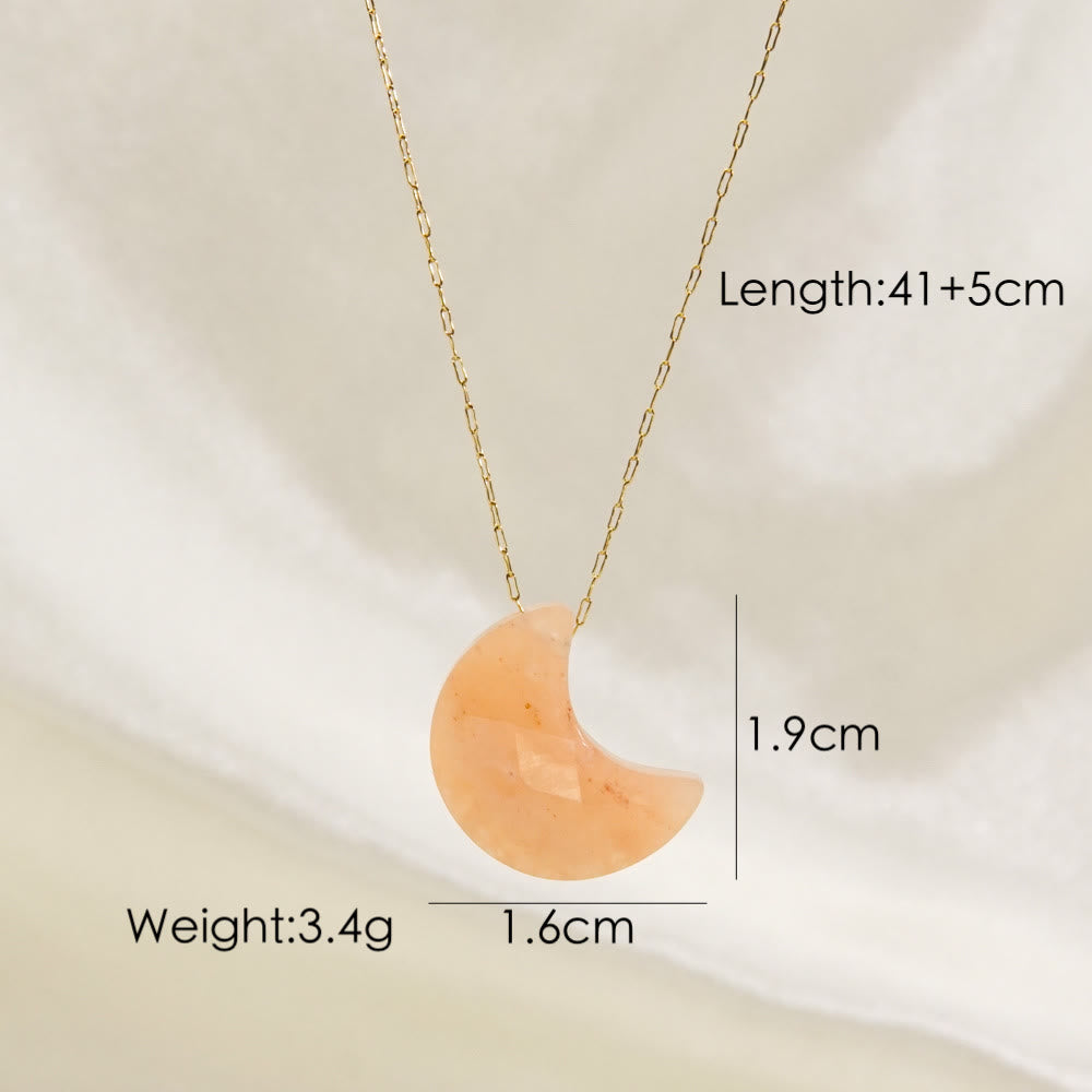 Olivenorma Natural Crystal Cut Moon Shape Pendant Necklace