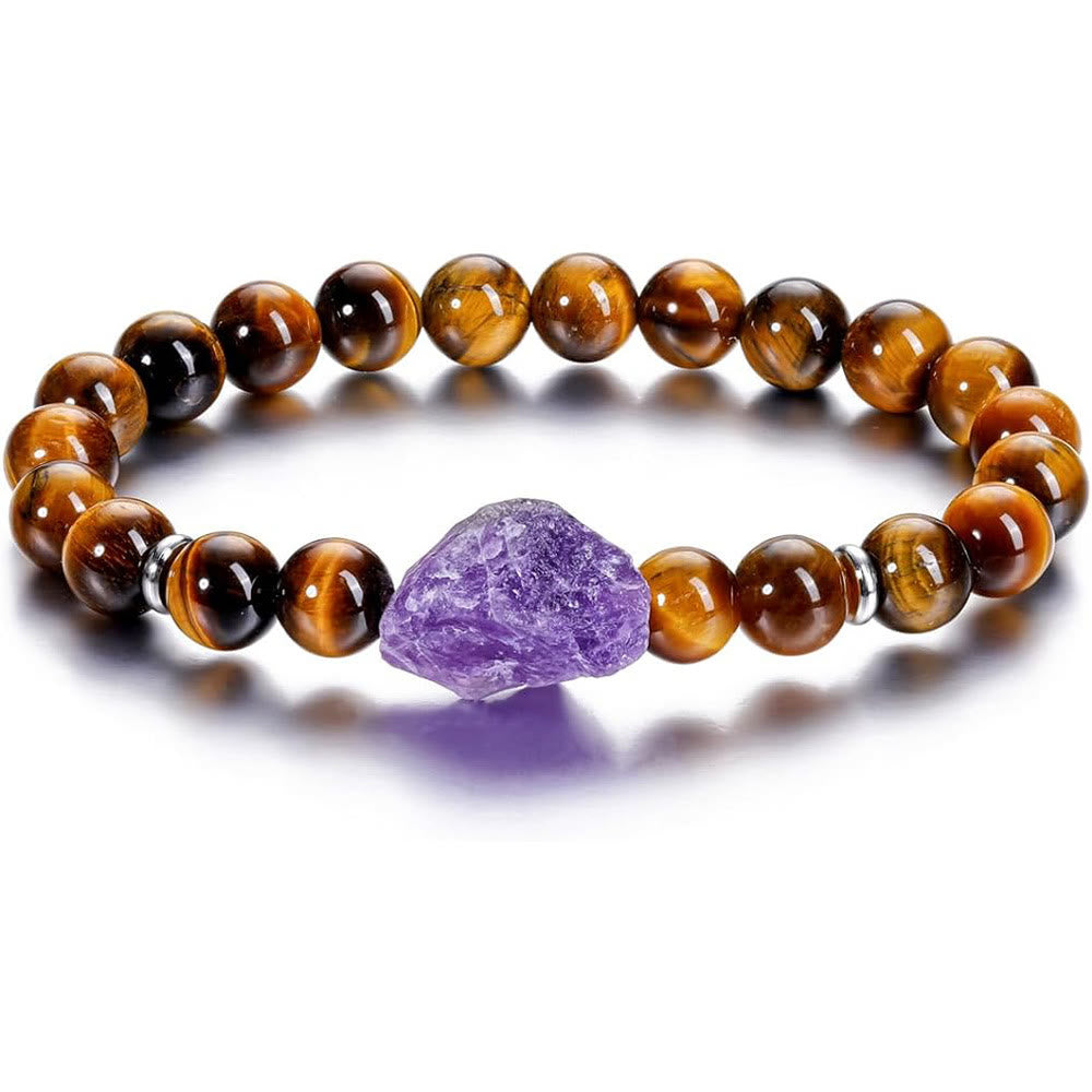 Olivenorma Natural Raw Amethyst 8mm Gem Bracelet