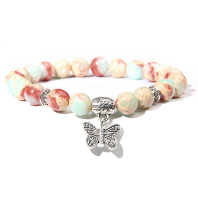 Olivenorma Natural Turquoise Butterfly Charm Gem Bracelet