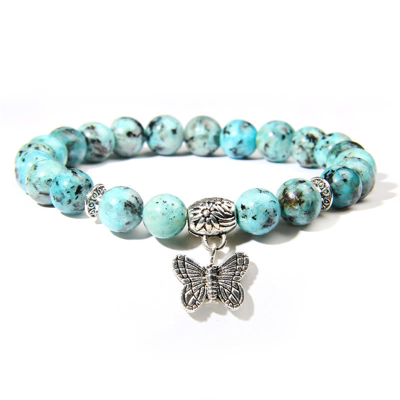 Olivenorma Natural Turquoise Butterfly Charm Gem Bracelet