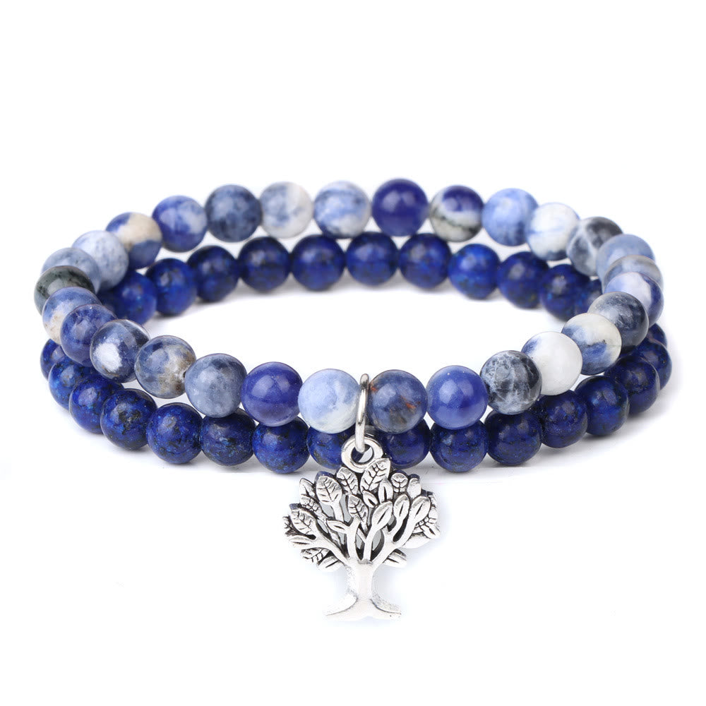 Olivenorma Tree of Life Gemstone Double Layer Bracelet