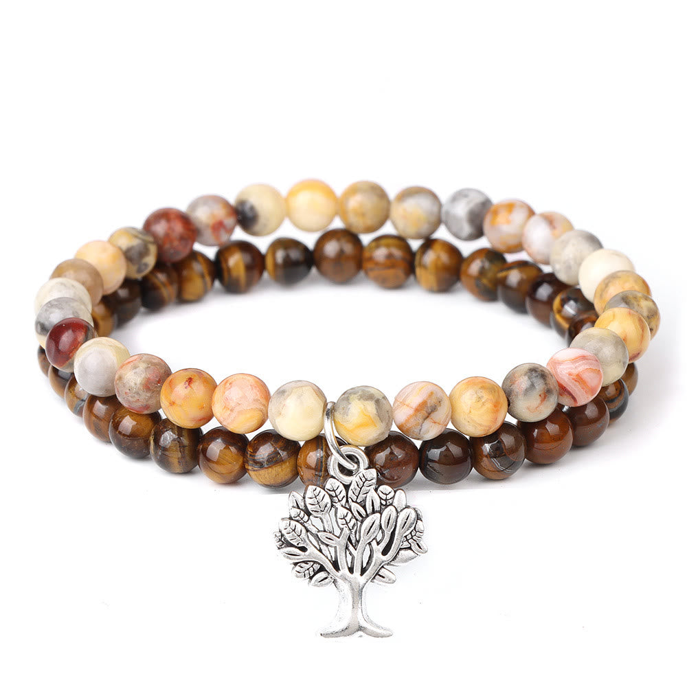 Olivenorma Tree of Life Gemstone Double Layer Bracelet