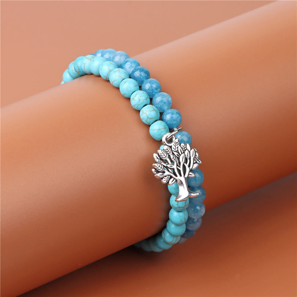 Olivenorma Tree of Life Gemstone Double Layer Bracelet